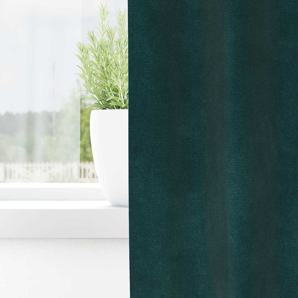 Blackout Curtains 2 pcs Dark Green 140 x 260 cm Velvet