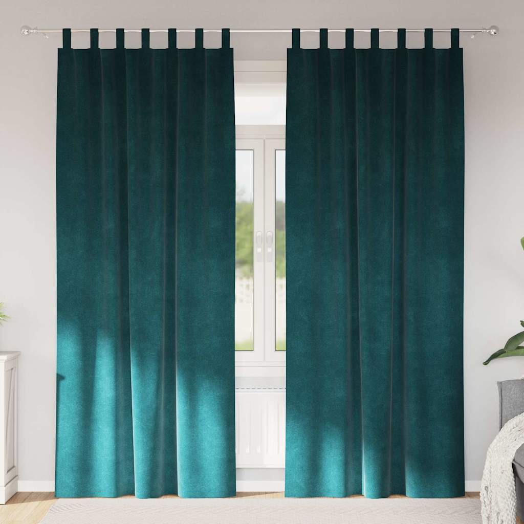 Blackout Curtains 2 pcs Dark Green 140 x 260 cm Velvet