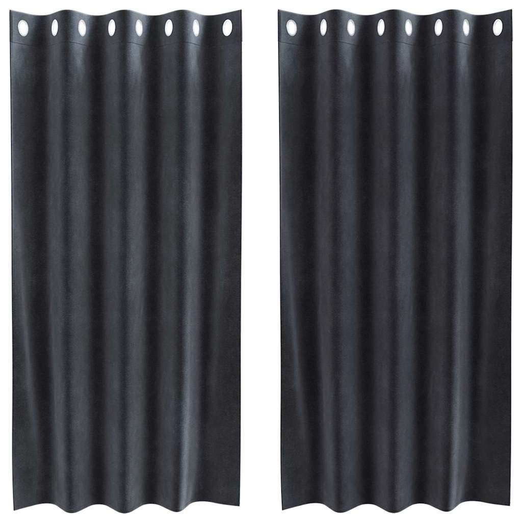 Blackout Curtains 2 pcs Dark Grey 140 x 175 cm Velvet