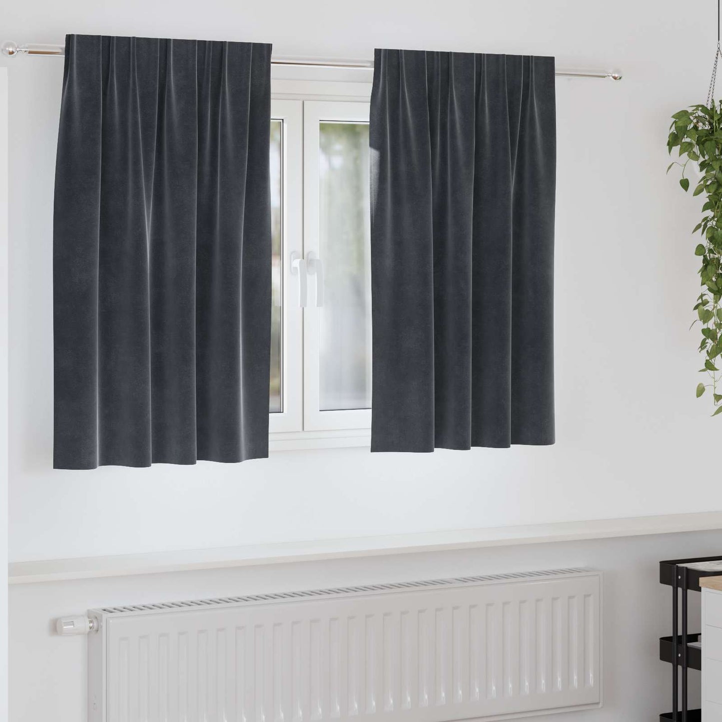 Blackout Curtains 2 pcs Dark Grey 140 x 140 cm Velvet
