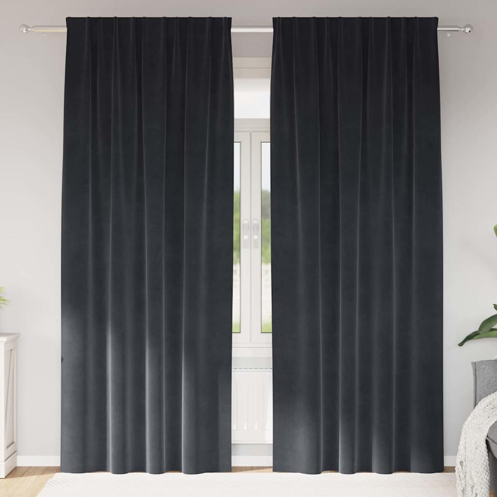 Blackout Curtains 2 pcs Dark Grey 140 x 245 cm Velvet
