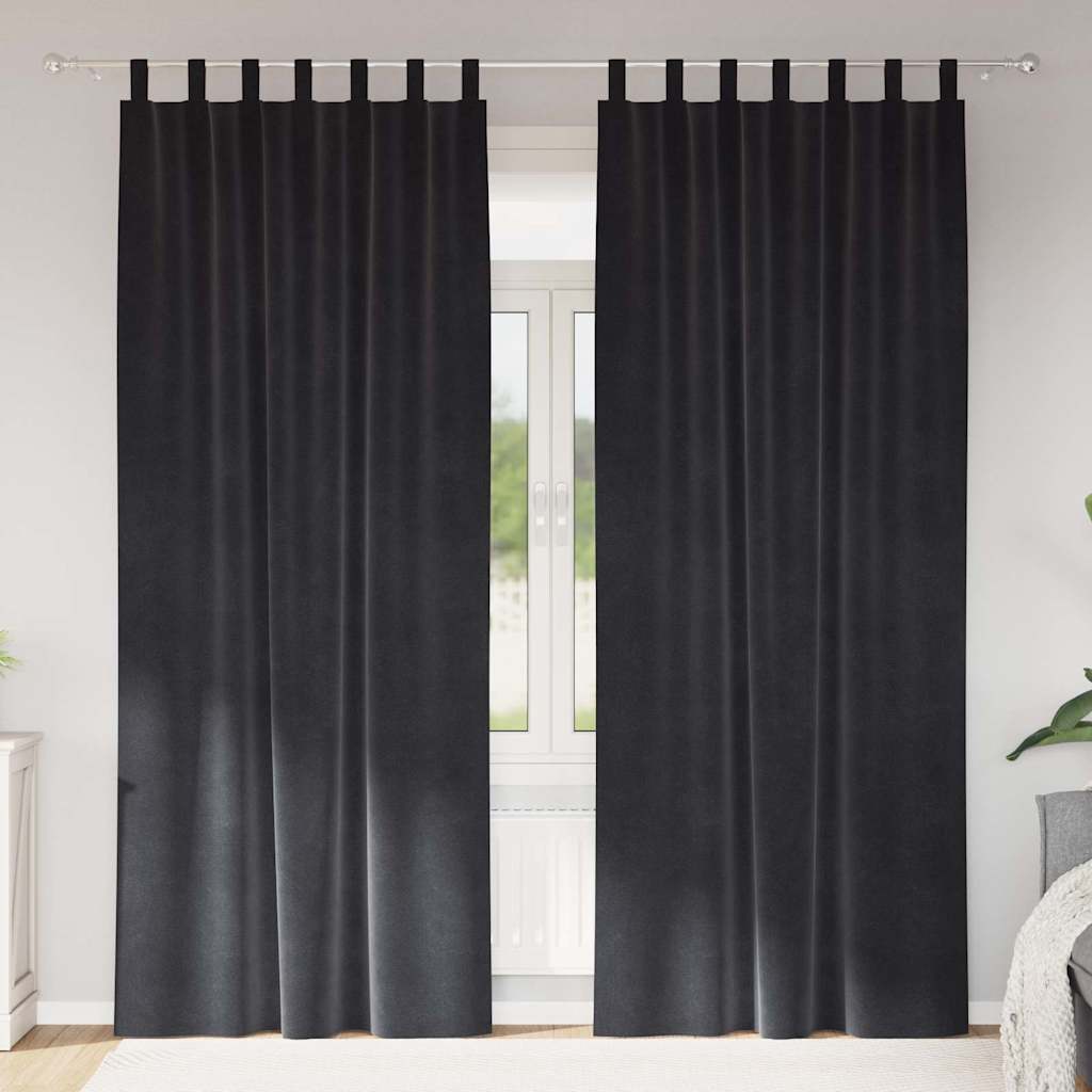 Blackout Curtains 2 pcs Dark Grey 140 x 225 cm Velvet