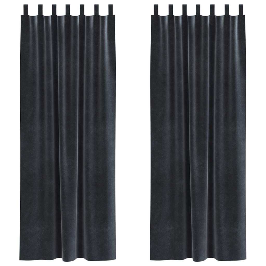 Blackout Curtains 2 pcs Dark Grey 140 x 245 cm Velvet
