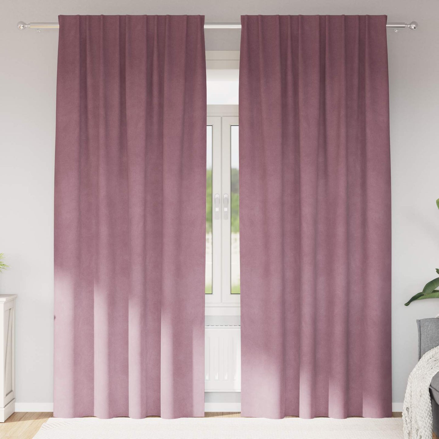 Blackout Curtains 2 pcs Dark Pink 140 x 225 cm Velvet