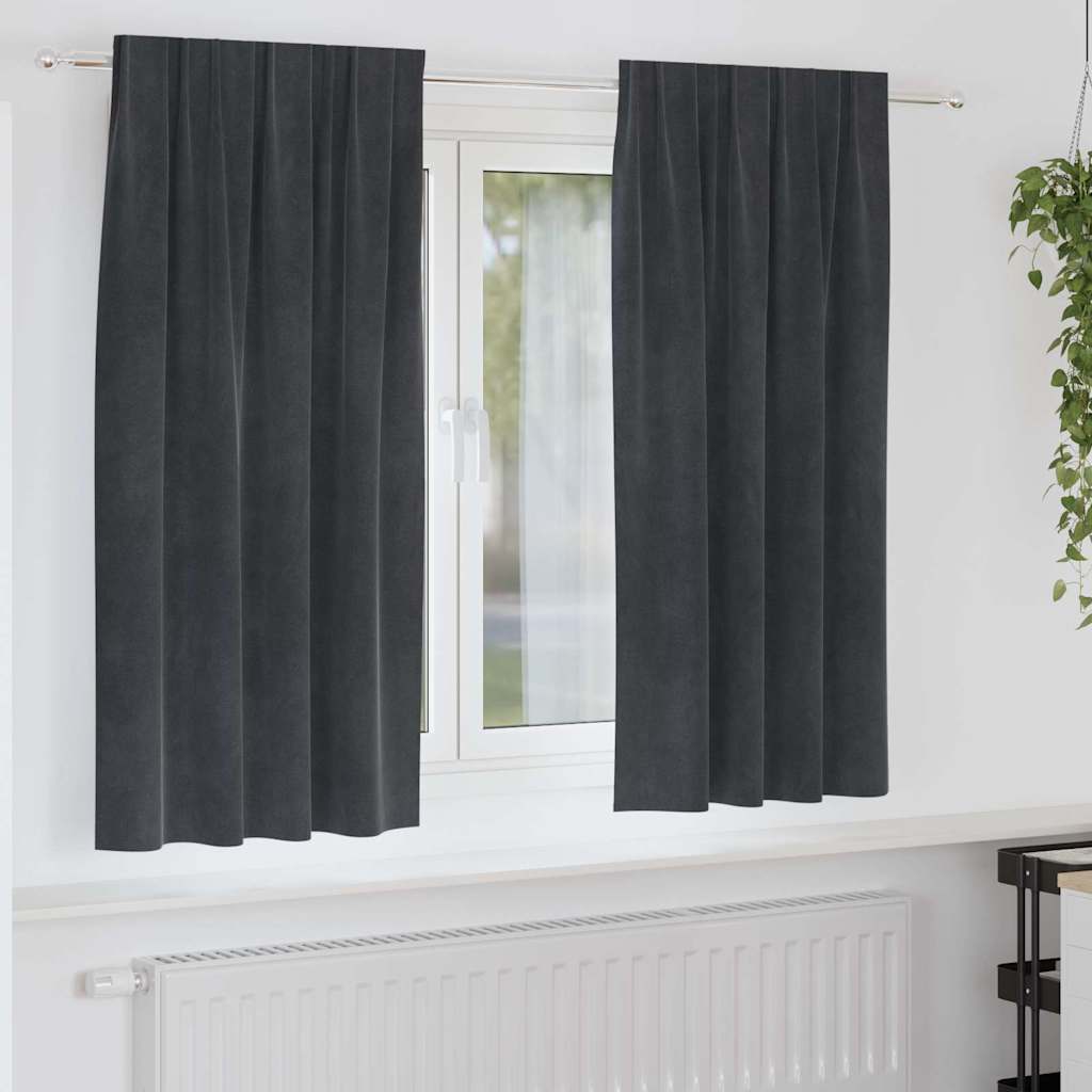 Blackout Curtains 2 pcs Light Grey 140 x 175 cm Velvet