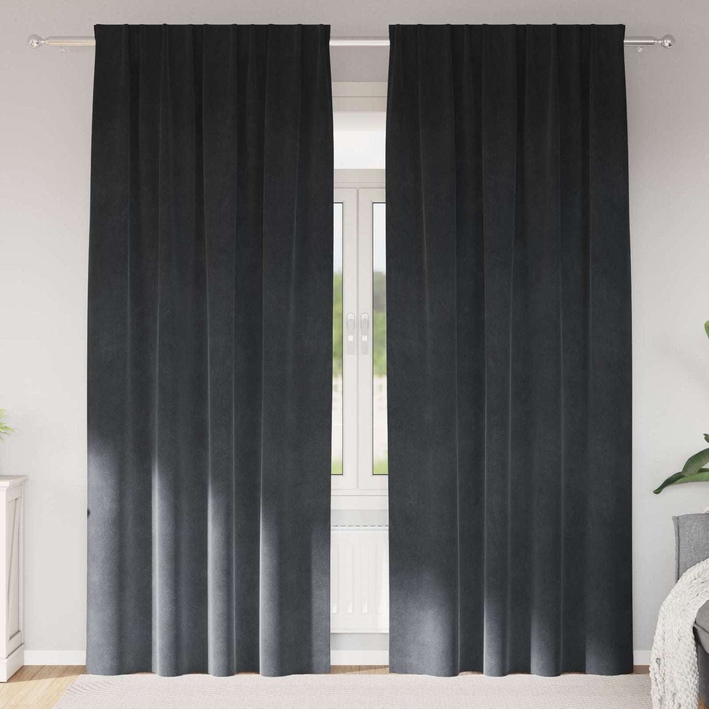 Blackout Curtains 2 pcs Light Grey 140 x 225 cm Velvet