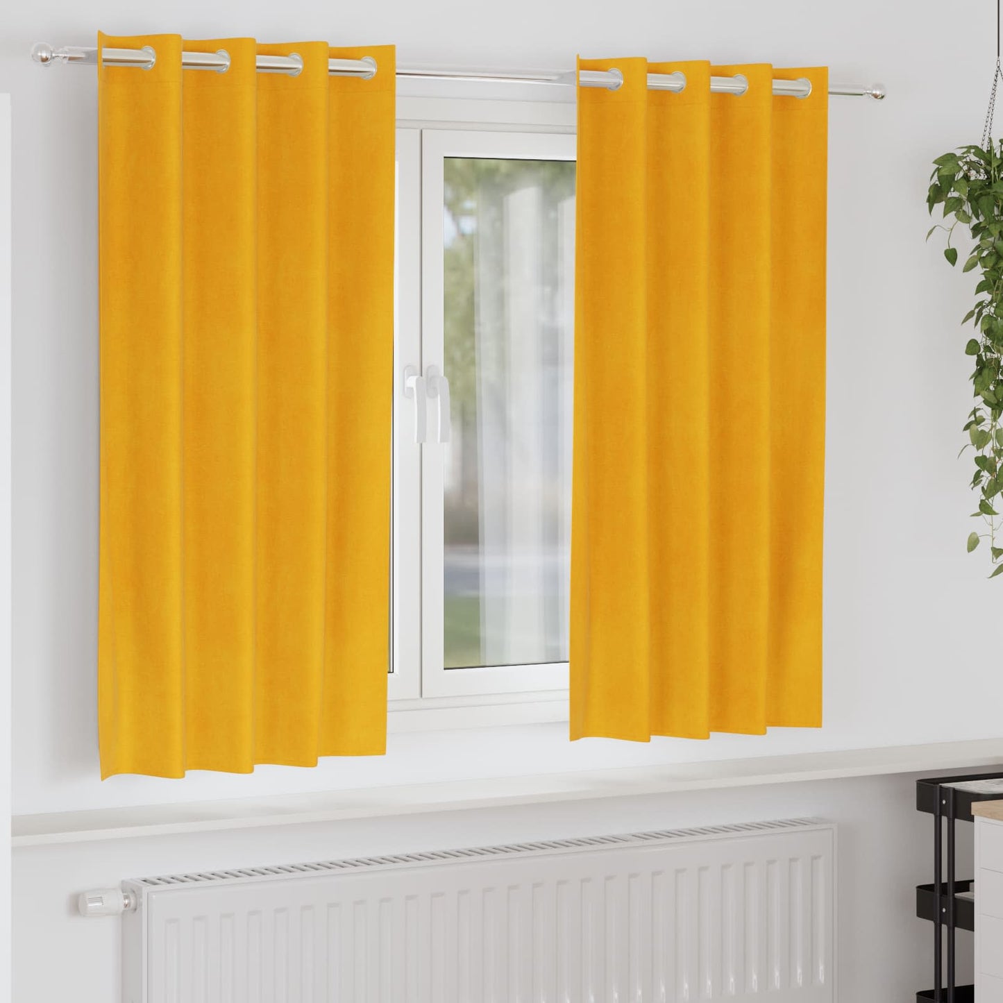 Blackout Curtains 2 pcs Mustard Yellow 140 x 175 cm Velvet