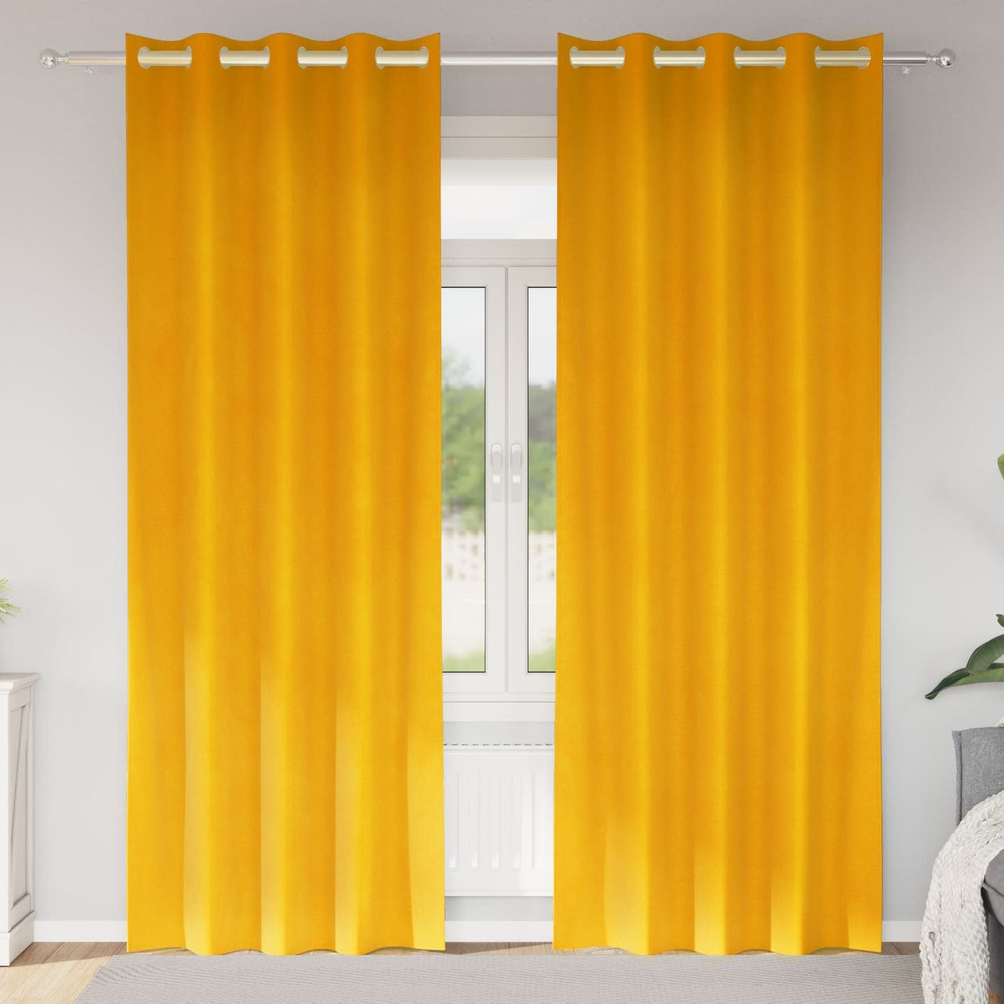 Blackout Curtains 2 pcs Mustard Yellow 140 x 225 cm Velvet