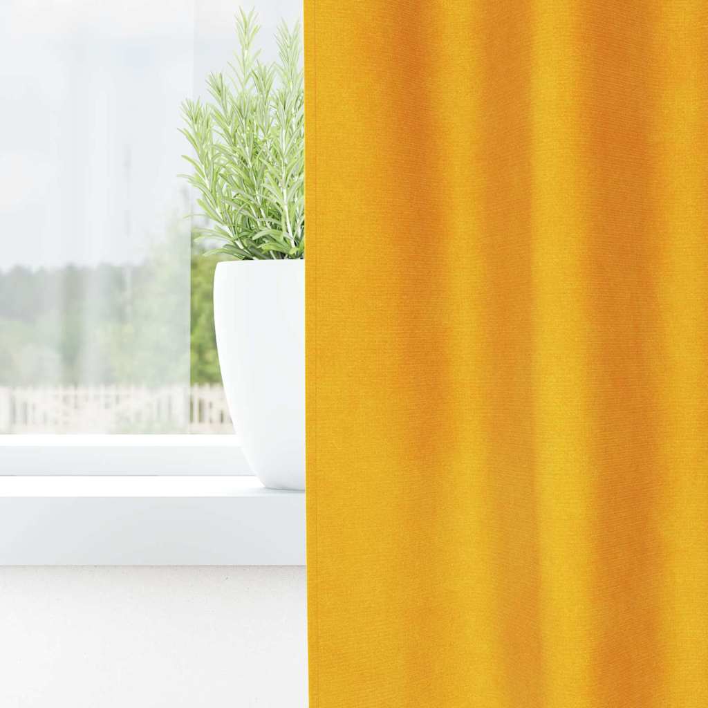 Blackout Curtains 2 pcs Mustard Yellow 140 x 175 cm Velvet