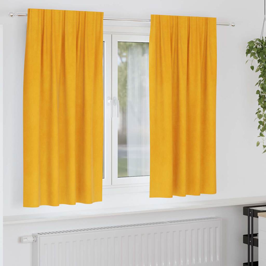 Blackout Curtains 2 pcs Mustard Yellow 140 x 175 cm Velvet