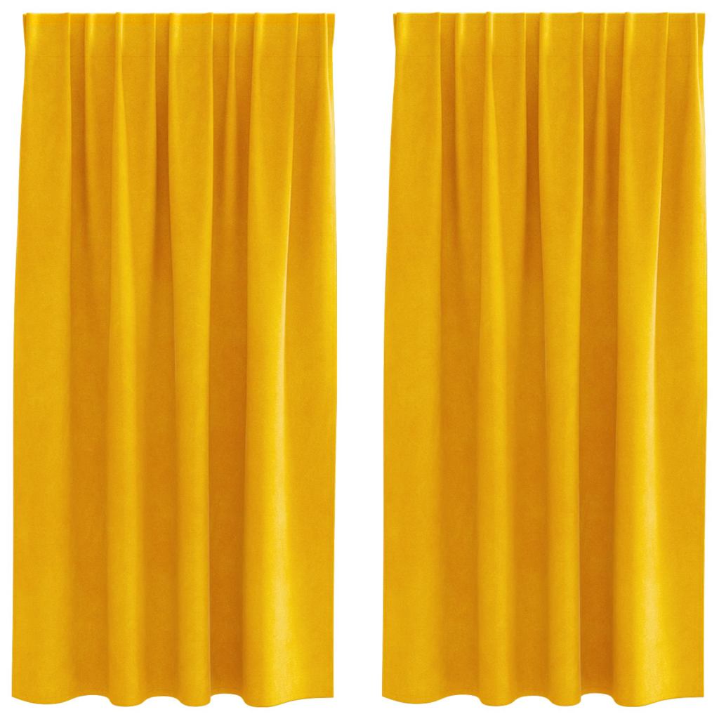 Blackout Curtains 2 pcs Mustard Yellow 140 x 175 cm Velvet