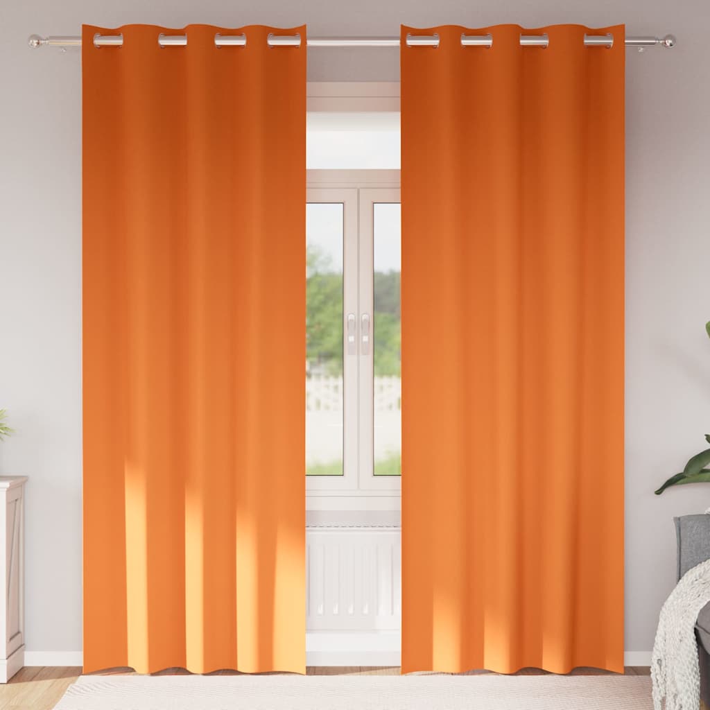 Blackout Curtains with Rings 2 pcs Bright Orange 260 x 140 cm