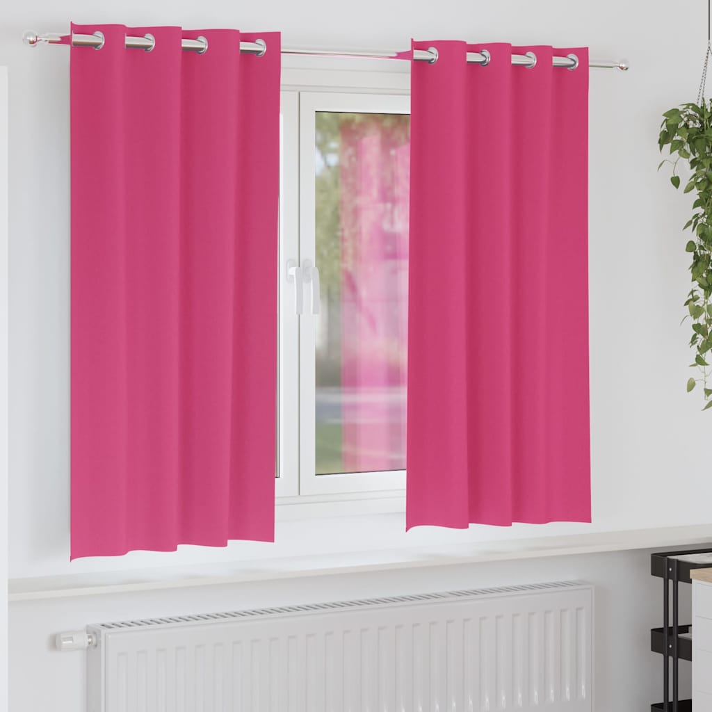 Blackout Curtains with Rings 2 pcs Bright Pink 175 x 140 cm