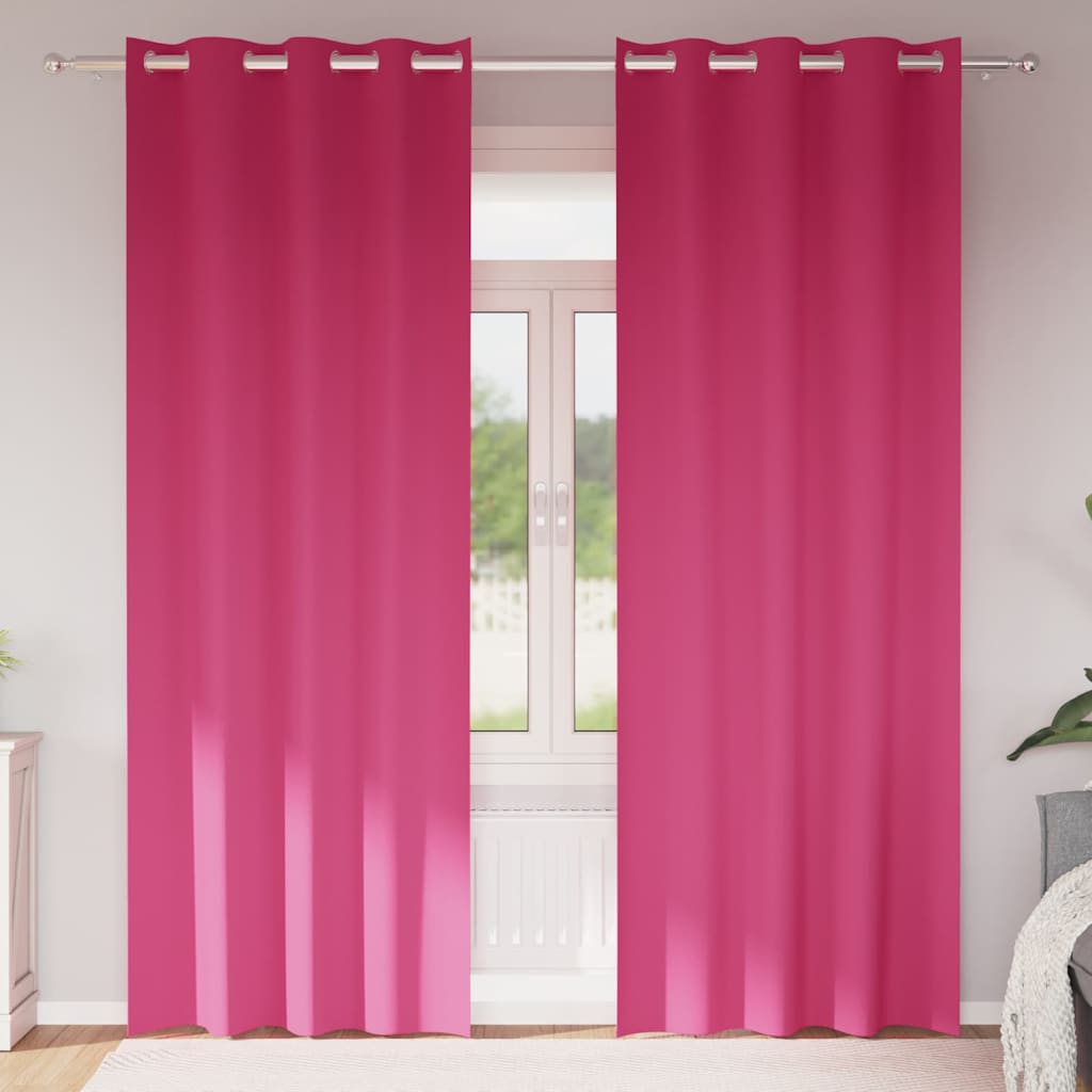 Blackout Curtains with Rings 2 pcs Bright Pink 260 x 140 cm