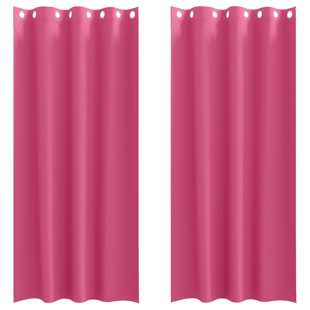 Blackout Curtains with Rings 2 pcs Bright Pink 260 x 140 cm