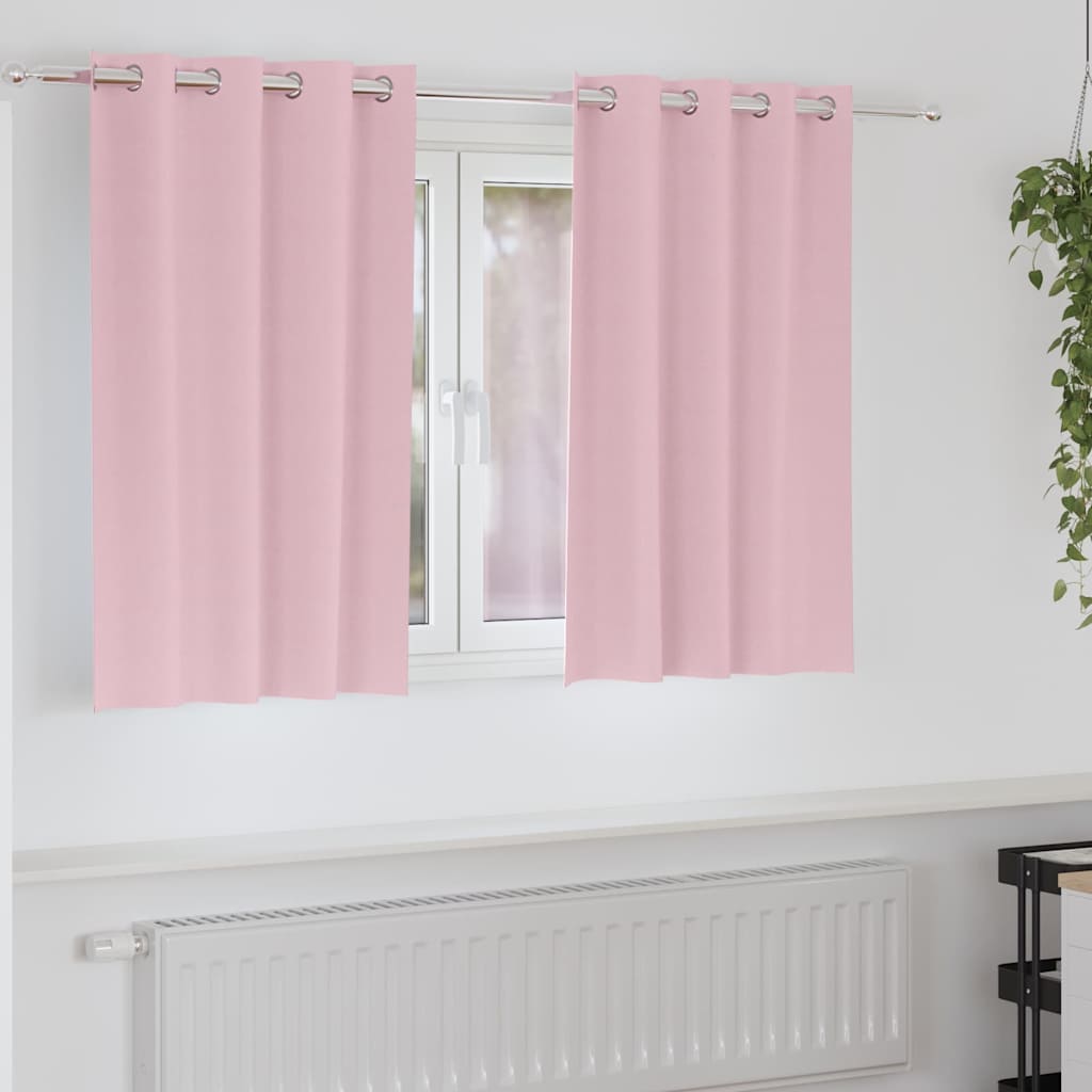 Blackout Curtains with Rings 2 pcs Baby Pink 140 x 140 cm
