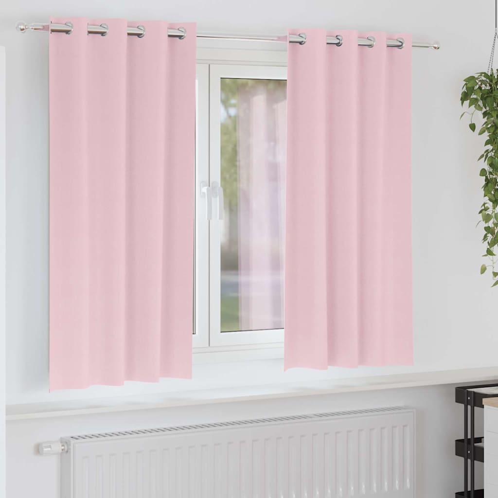 Blackout Curtains with Rings 2 pcs Baby Pink 175 x 140 cm