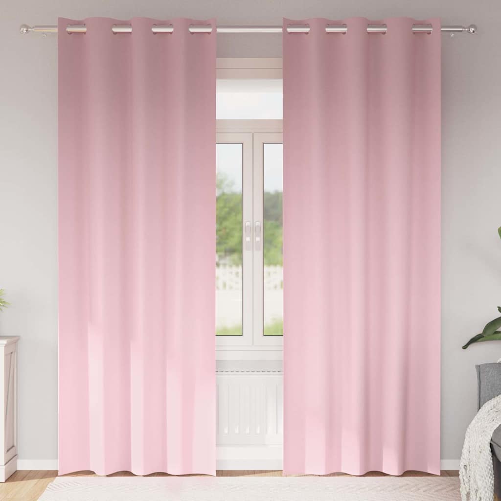 Blackout Curtains with Rings 2 pcs Baby Pink 245 x 140 cm