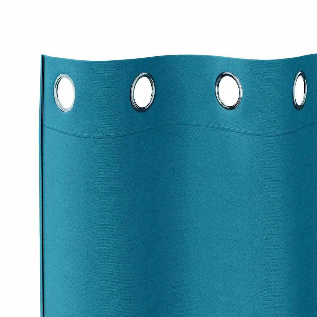 Blackout Curtains with Rings 2 pcs Turquoise 245 x 140 cm