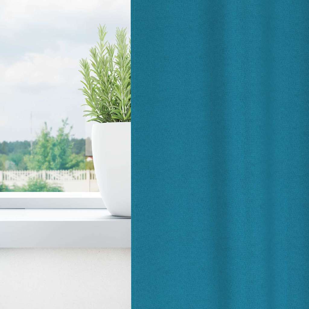 Blackout Curtains with Rings 2 pcs Turquoise 245 x 140 cm