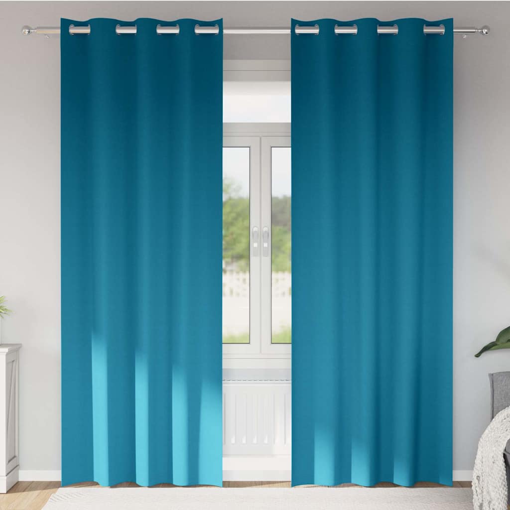Blackout Curtains with Rings 2 pcs Turquoise 245 x 140 cm