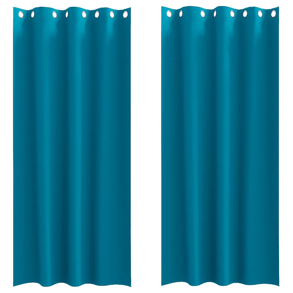 Blackout Curtains with Rings 2 pcs Turquoise 245 x 140 cm