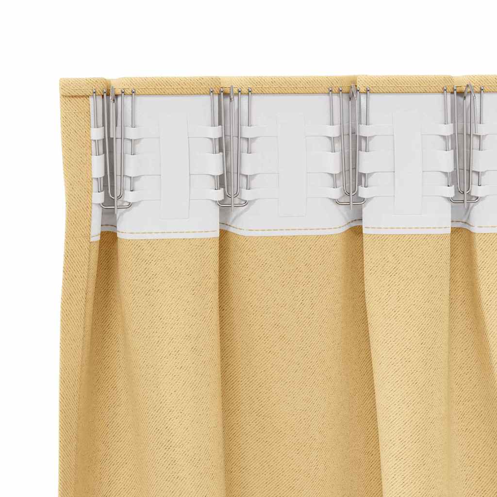 Blackout Curtains with Rings 2 pcs Beige 225 x 140 cm Polyester