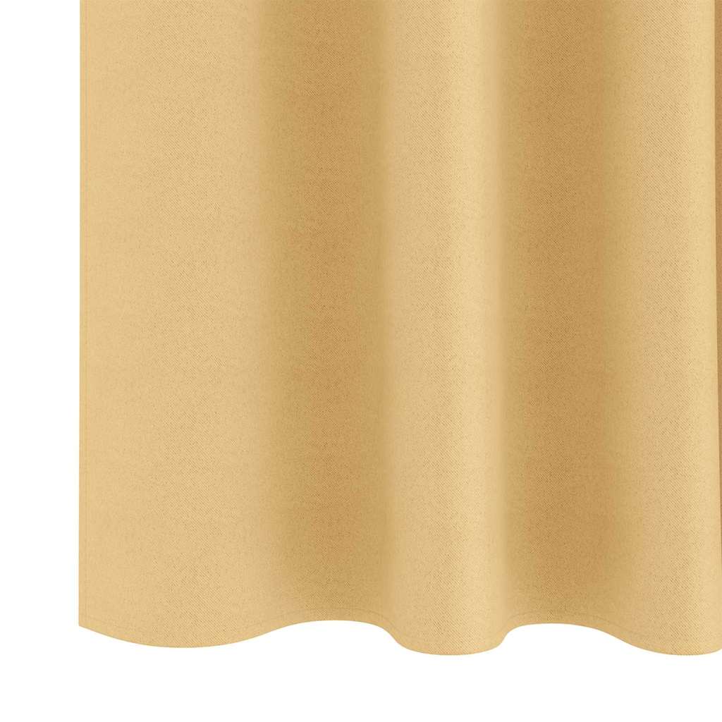 Blackout Curtains with Rings 2 pcs Beige 225 x 140 cm Polyester