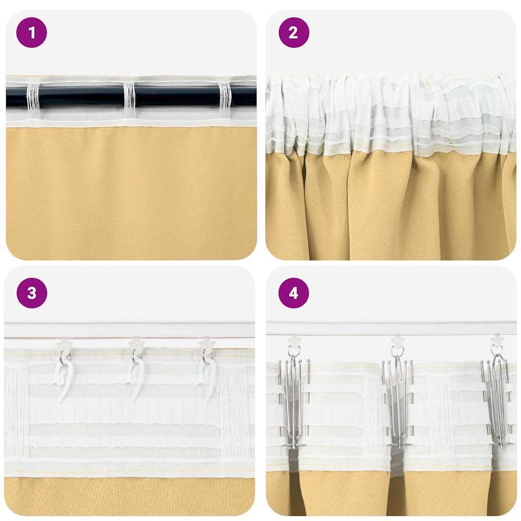 Blackout Curtains with Rings 2 pcs Beige 225 x 140 cm Polyester