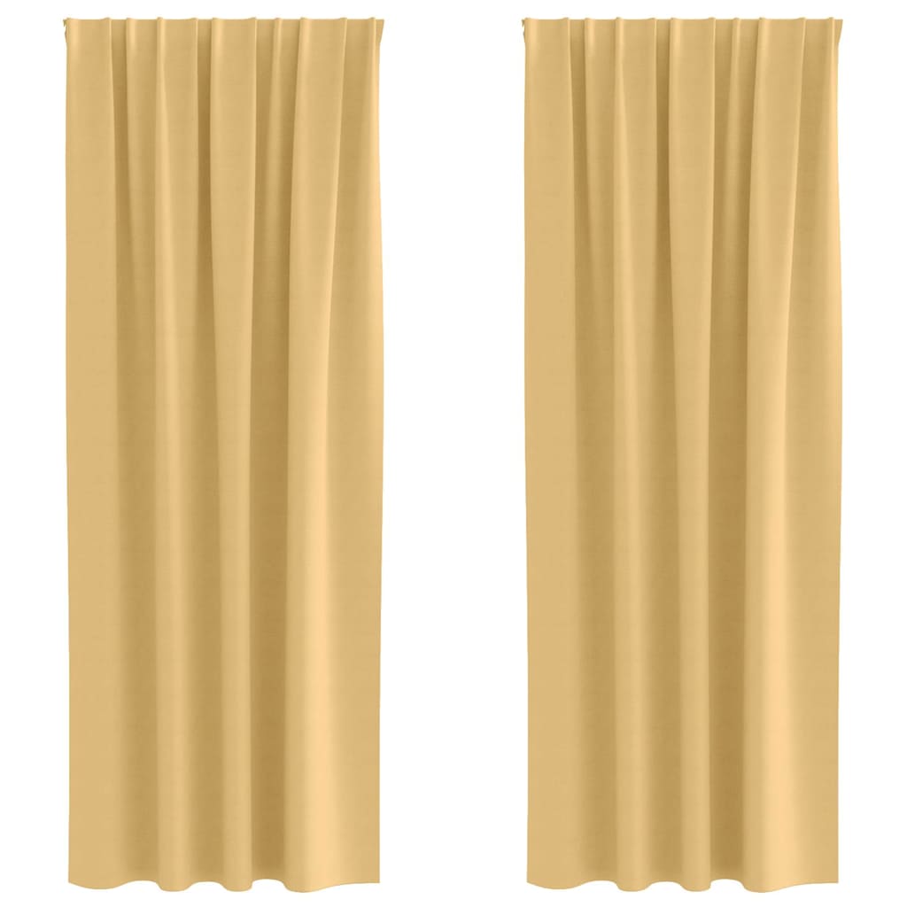 Blackout Curtains with Rings 2 pcs Beige 225 x 140 cm Polyester