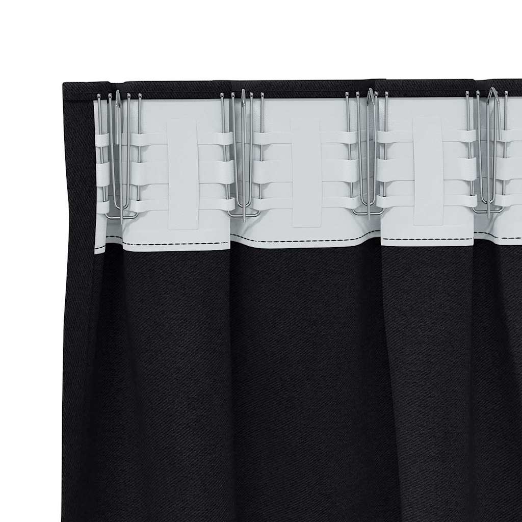 Blackout Curtains with Rings 2 pcs Black 175 x 140 cm Polyester