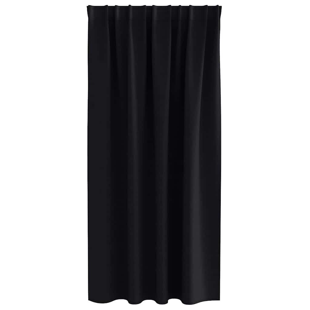 Blackout Curtains with Rings 2 pcs Black 175 x 140 cm Polyester