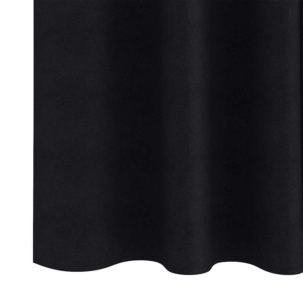 Blackout Curtains with Rings 2 pcs Black 225 x 140 cm Polyester