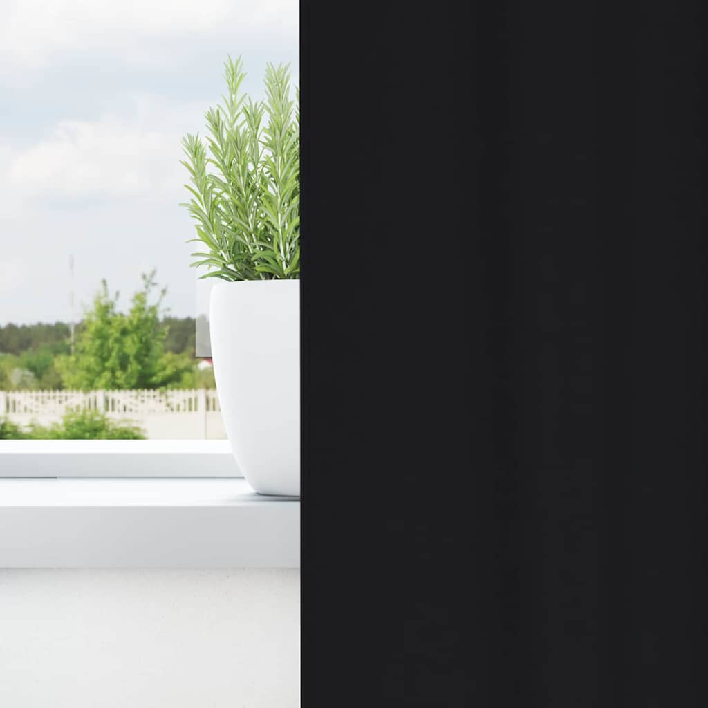 Blackout Curtains with Rings 2 pcs Black 225 x 140 cm Polyester