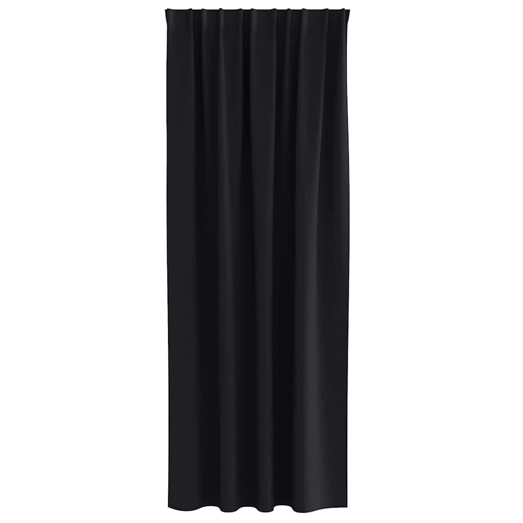 Blackout Curtains with Rings 2 pcs Black 225 x 140 cm Polyester