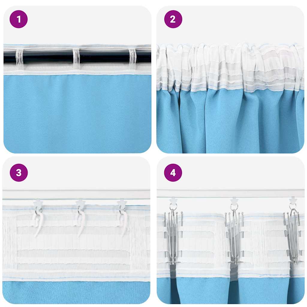 Blackout Curtains with Rings 2 pcs Light Blue 225 x 140 cm