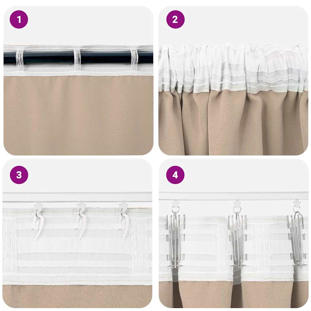 Blackout Curtains with Rings 2 pcs Taupe 175 x 140 cm Polyester