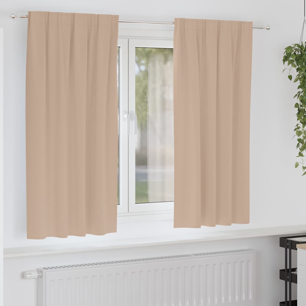 Blackout Curtains with Rings 2 pcs Taupe 175 x 140 cm Polyester
