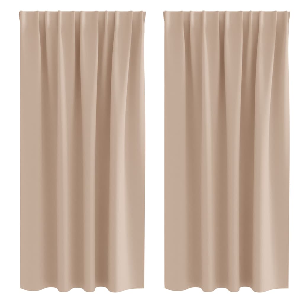 Blackout Curtains with Rings 2 pcs Taupe 175 x 140 cm Polyester