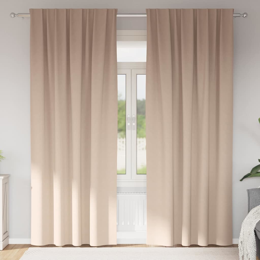 Blackout Curtains with Rings 2 pcs Taupe 245 x 140 cm Polyester