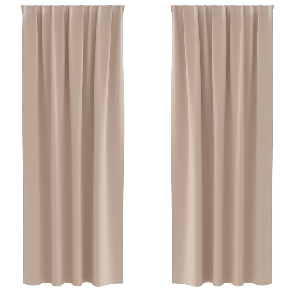 Blackout Curtains with Rings 2 pcs Taupe 260 x 140 cm Polyester