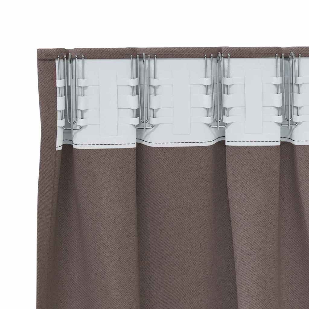 Blackout Curtains with Rings 2 pcs Dark Brown 175 x 140 cm