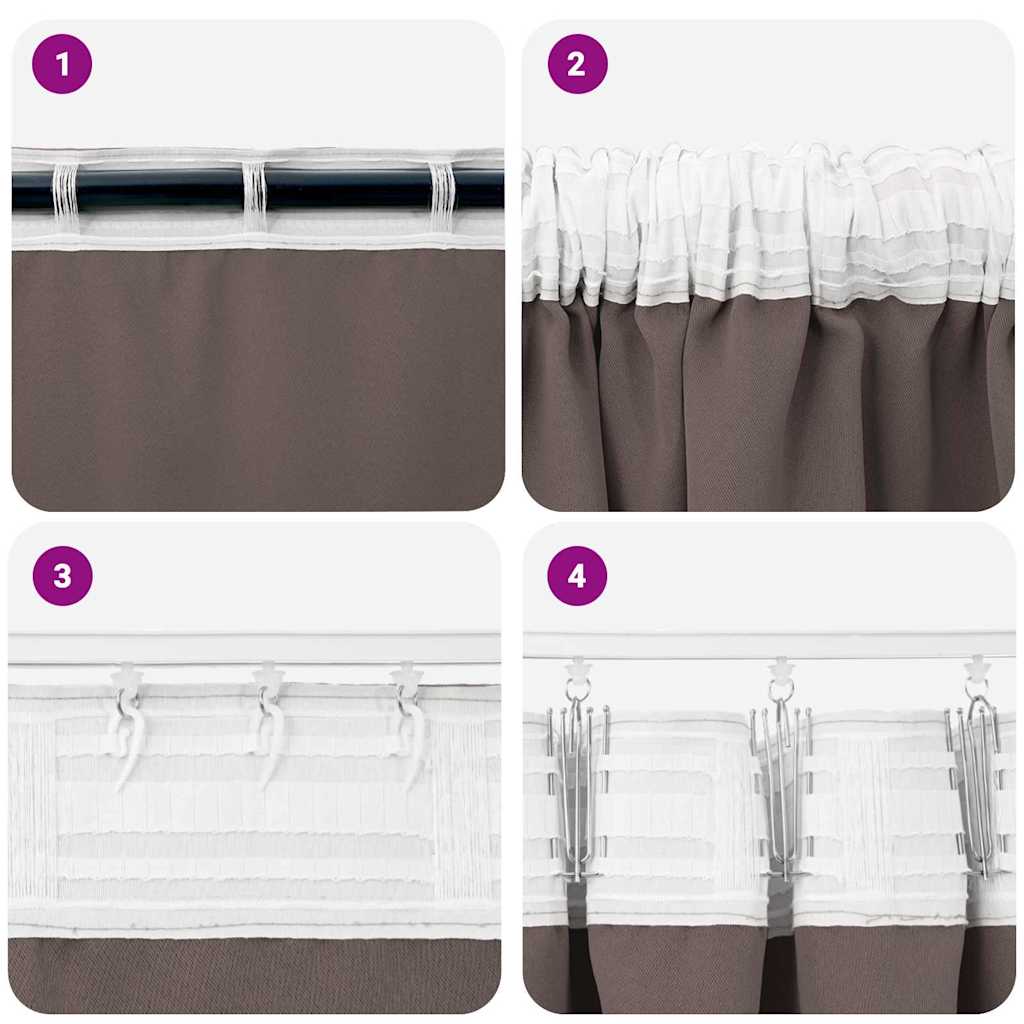 Blackout Curtains with Rings 2 pcs Dark Brown 175 x 140 cm