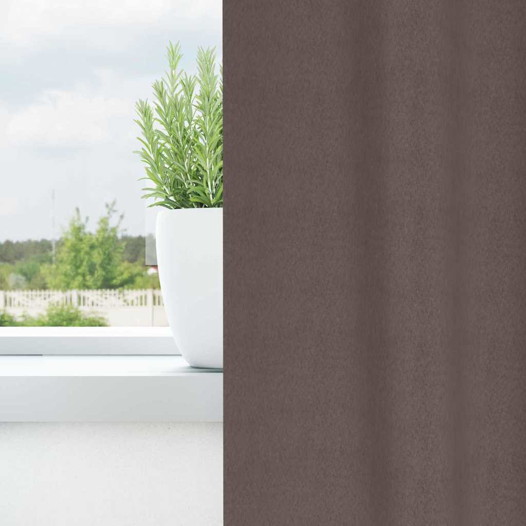 Blackout Curtains with Rings 2 pcs Dark Brown 175 x 140 cm