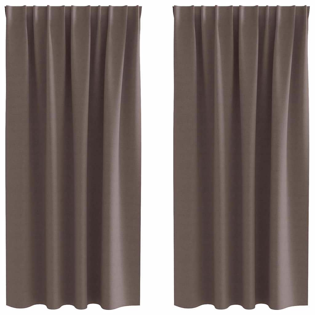 Blackout Curtains with Rings 2 pcs Dark Brown 175 x 140 cm