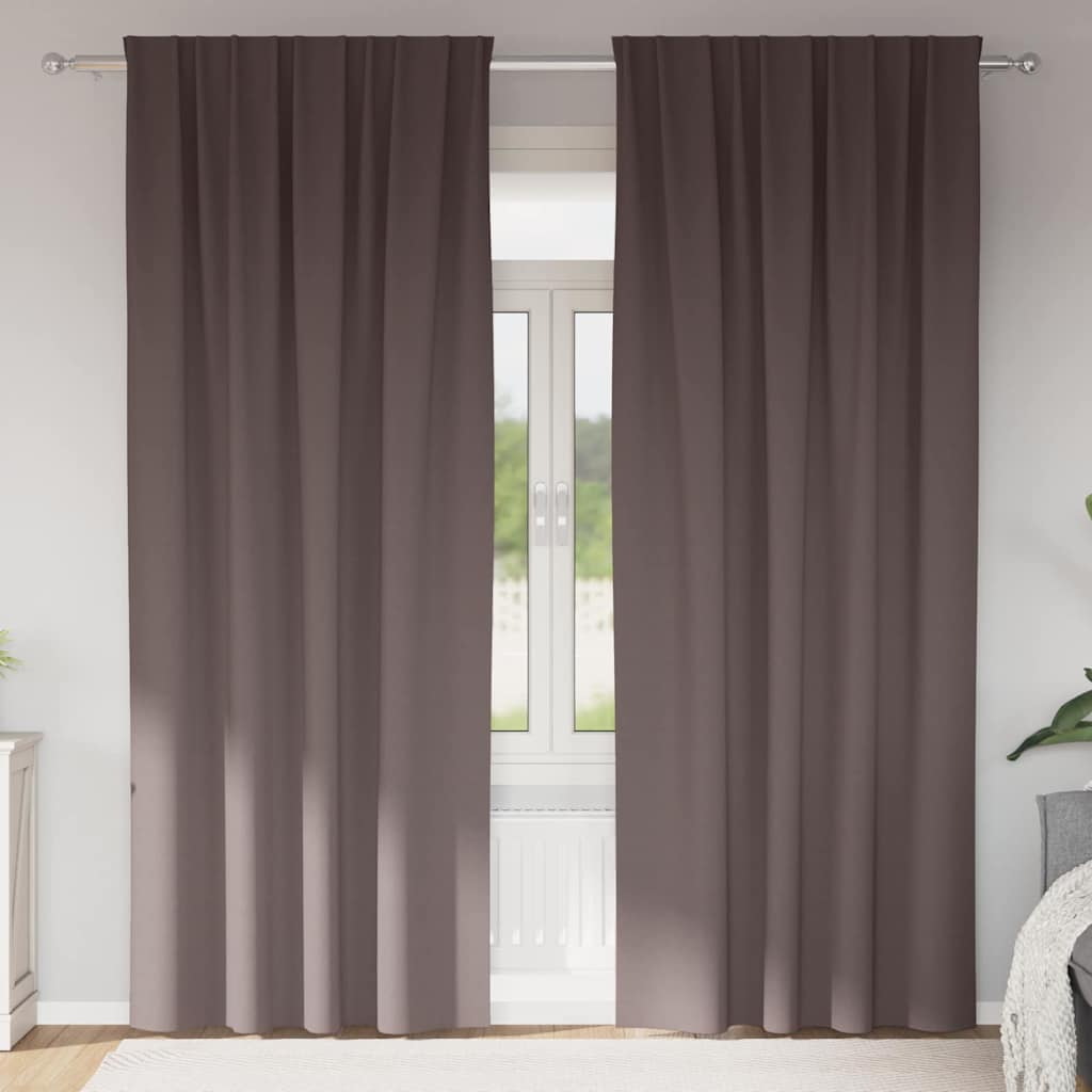 Blackout Curtains with Rings 2 pcs Dark Brown 260 x 140 cm