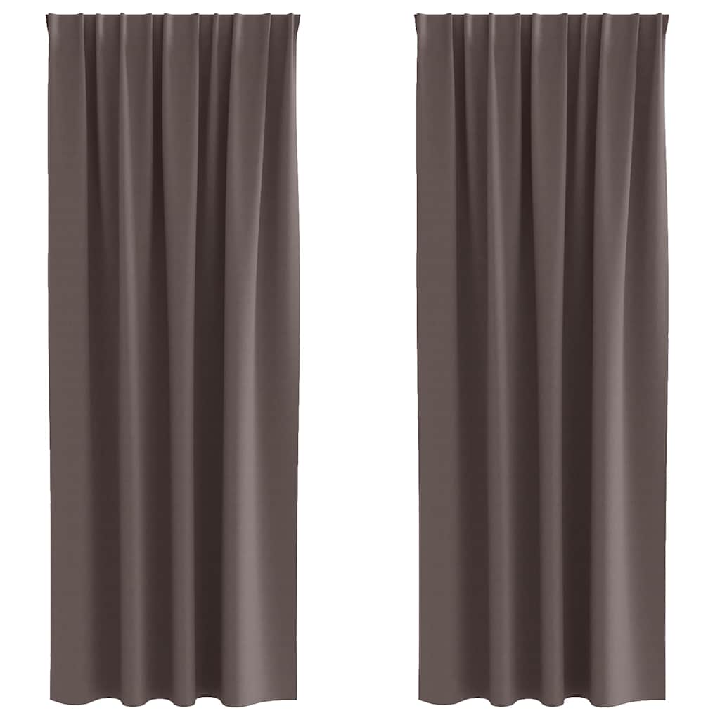 Blackout Curtains with Rings 2 pcs Dark Brown 260 x 140 cm