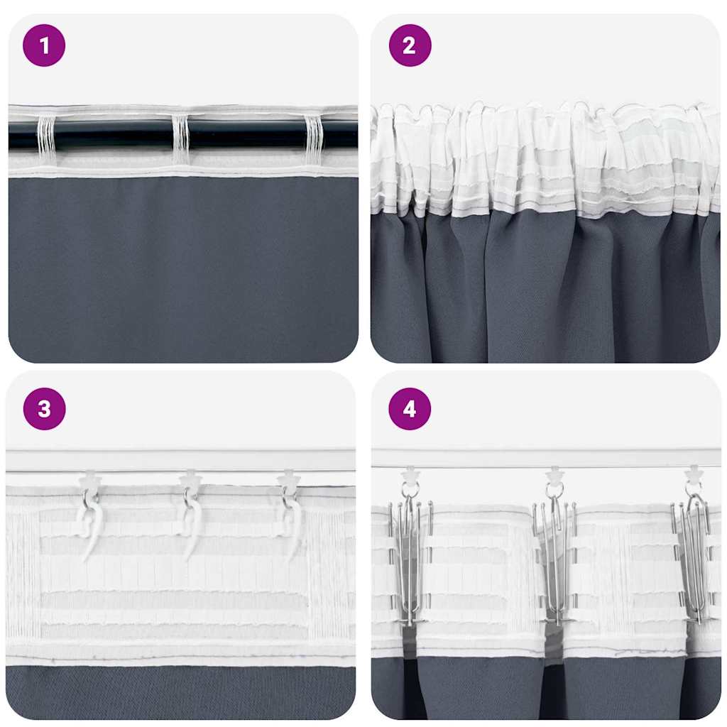 Blackout Curtains with Rings 2 pcs Anthracite 245 x 140 cm