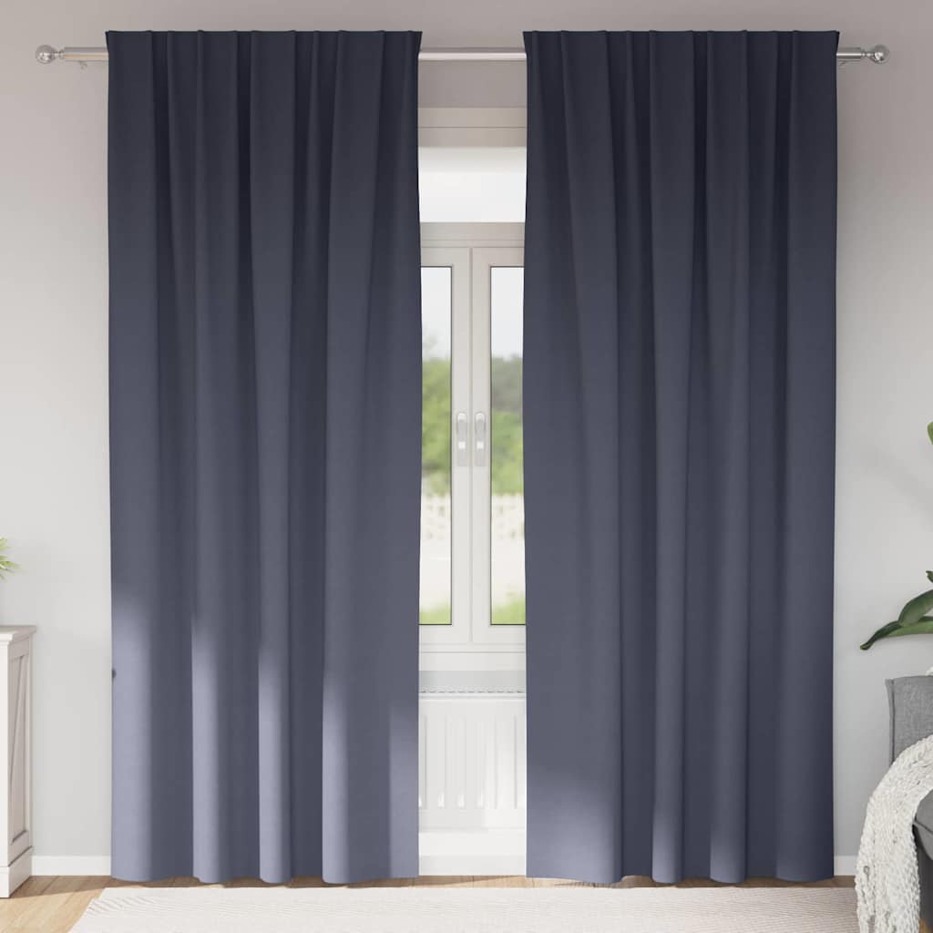 Blackout Curtains with Rings 2 pcs Anthracite 260 x 140 cm