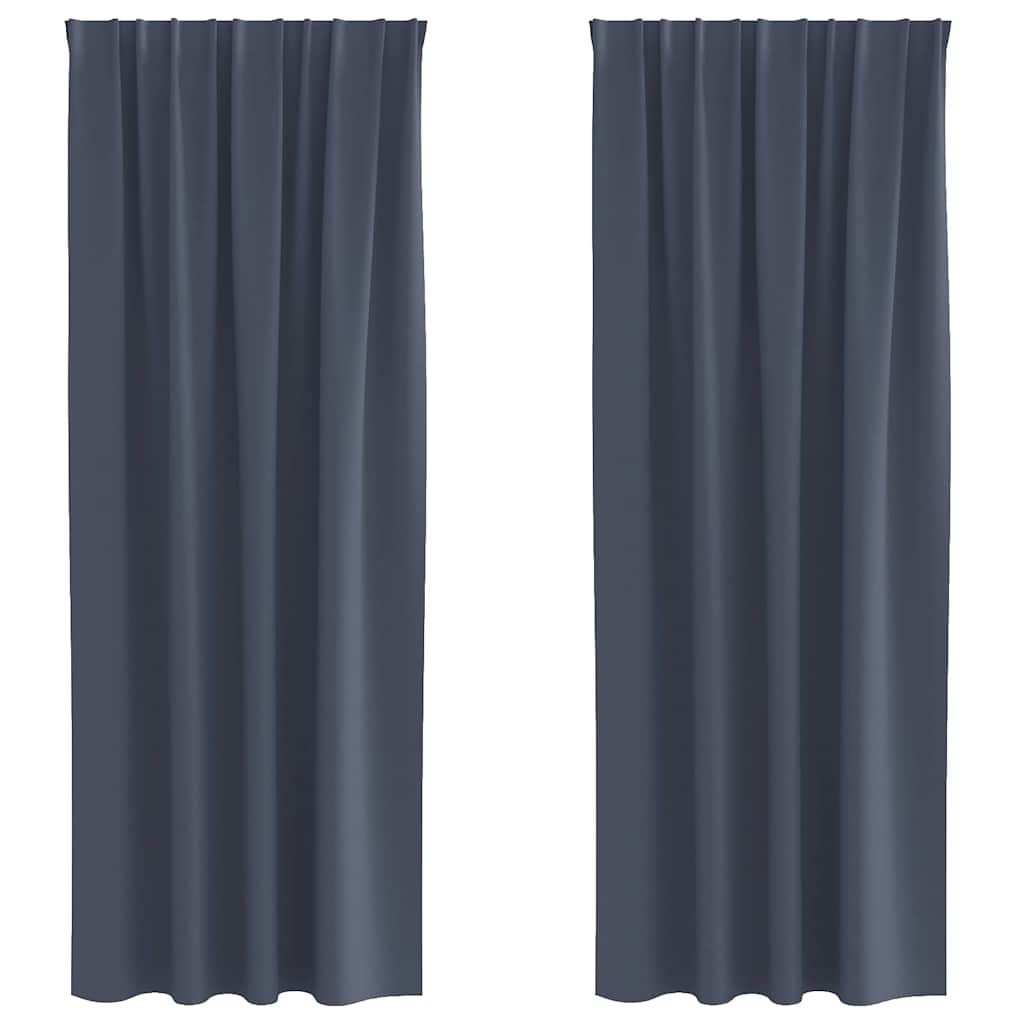Blackout Curtains with Rings 2 pcs Anthracite 260 x 140 cm